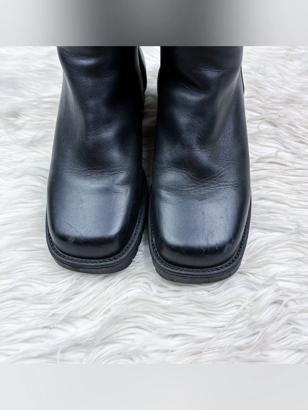 Canada Shearling Fleece Sherpa Lined Waterproof Leather Tall Winter Boots Black